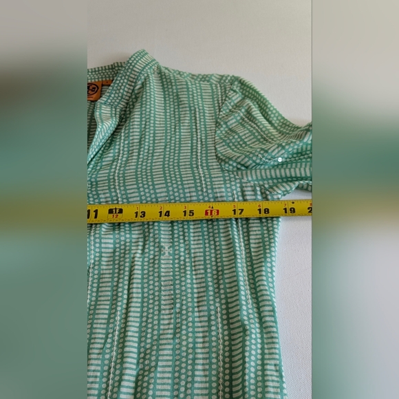 TORY BURCH Stephanie Green Sequin V-Neck Long Sleeve Cotton Tunic Blouse Size 6 - Picture 13 of 14